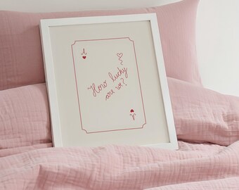 Handwritten How Lucky Are We Print, Hand Drawn Quote Art, Minimal Romantic Cards Valentine Poster,Couple Wall Decor,Valentines Day Gift Sign