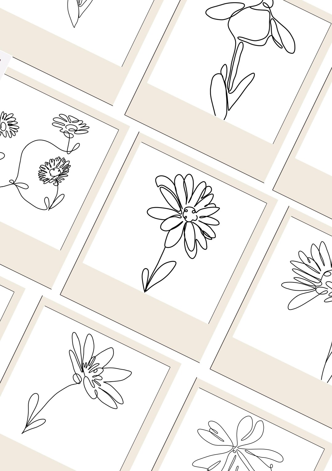 Minimalist Botanical Line Art Set - 6 Delicate Flower Prints for ...