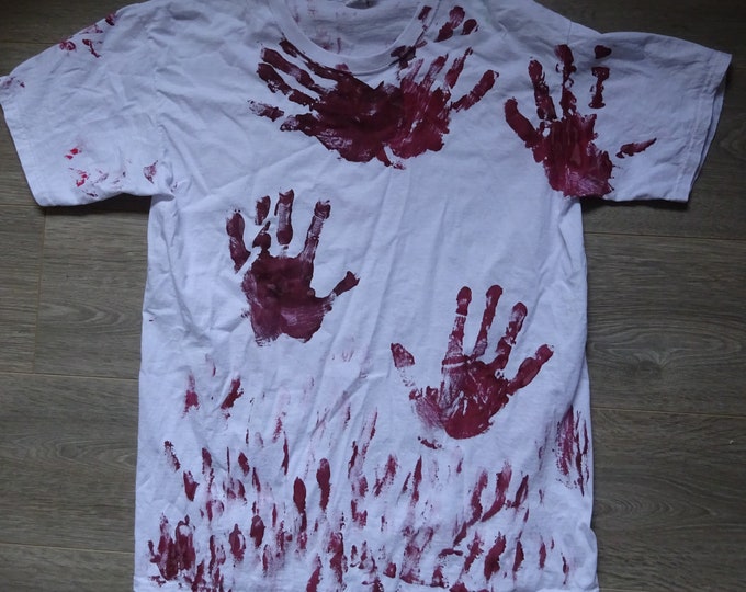T-Shirt - " Dark Red Hands " - Unique - ( Size L )