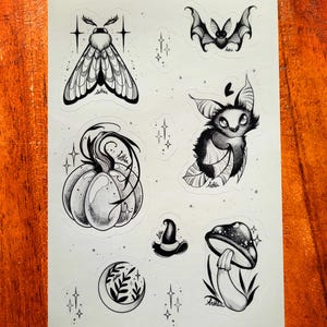 Planche de 12 stickers - Spooky - Halloween - autocollants imperméable en vinyle