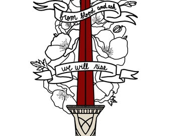 We Will Rise Digital Art Print From Blood and Ash FBAA Fanart Bookish Art Instant Download