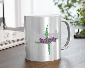 Imbolc Brigid's Cross  - Metallic Mug (Silver)