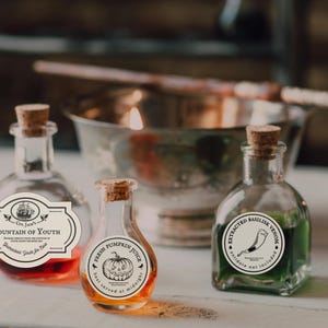 Halloween Potion Labels - Black Digital Download | 15 Different Vintage Style Apothecary Labels | Witch Potions | Halloween Instant Download