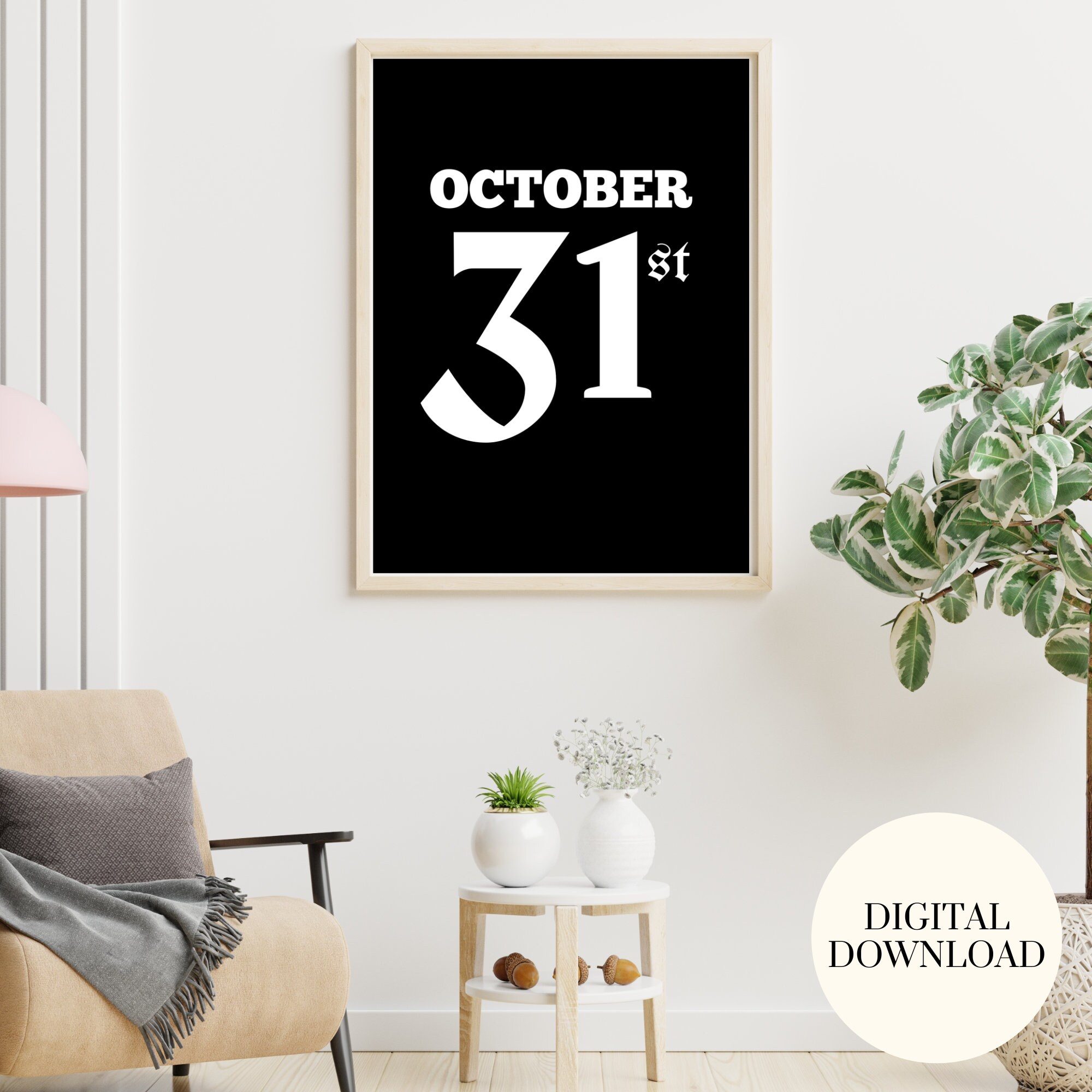 Black and White October 31 Printable Black and White - Etsy