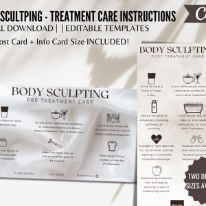 Modello pre e post cura per SCULTURA DEL CORPO / Cura post-terapia modificabile per il rimodellamento del corpo / Istruzioni per l'appuntamento stampabili