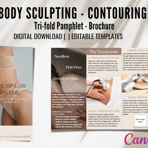 Szablon broszury BODY SCULPTING | Broszura składana na trzy części | Ulotka do druku Body Sculpting