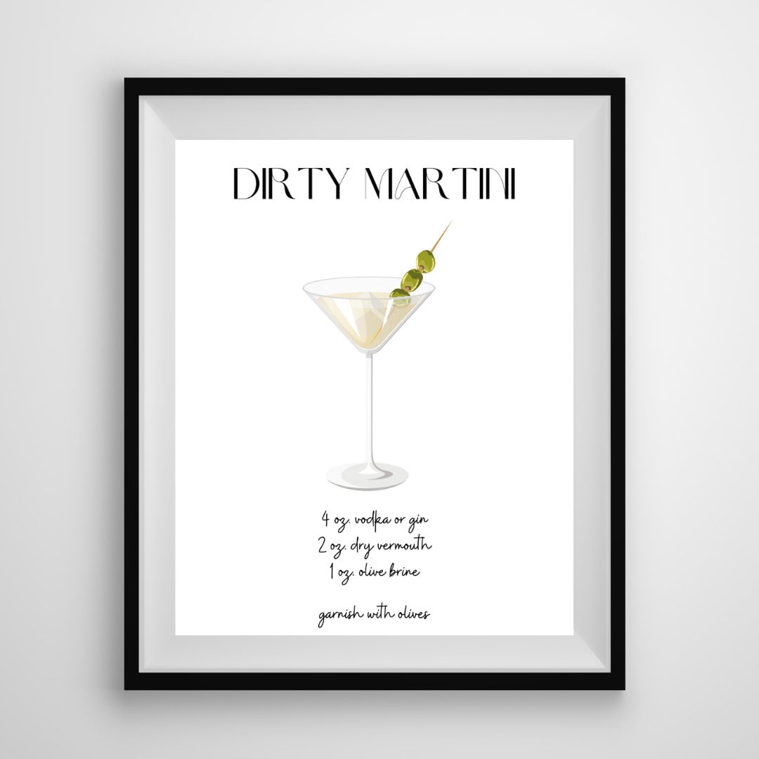 Dirty Martini Recipe Print DIGITAL DOWNLOAD Etsy