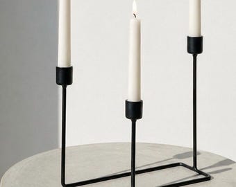 Candelabro metálico moderno: Portavelas minimalista de 3 brazos, decoración escandinava para repisa de chimenea.