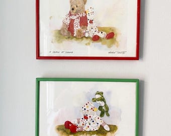 Obras de arte vintage de la artista canadiense Wendy Tosoff - Láminas enmarcadas - Payasos y juegos infantiles