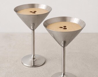 Par de copas de martini de acero inoxidable