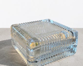 Vintage Heavy Crystal Jewelry Box or Ashtray | Scandinavian Style Trinket Dish