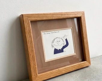 Arte original retro de los años 80: caricatura enmarcada de Barbara Dale