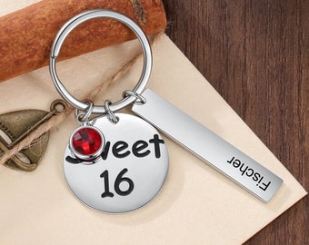 Sweet 16 Keychain | Sweet 16 Gift | Personalized Sweet 16 Keychain Birthday Gift | Sweet 16 Key Chain | Sweet 16th Birthday Gifts | Sweet 16