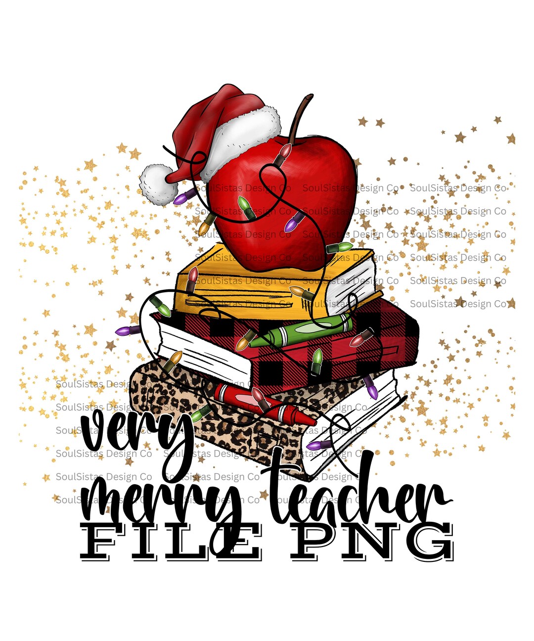 Very Merry Teacher With Books PNG, Christmas Teacher Image for Shirt ...