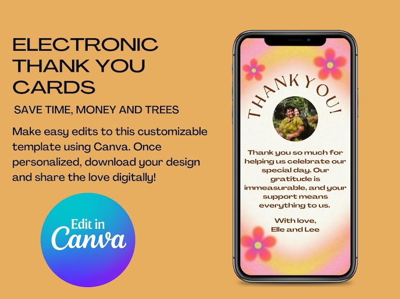 Editable in Canva Digital Thank You Card Graduation Thank You Etsy