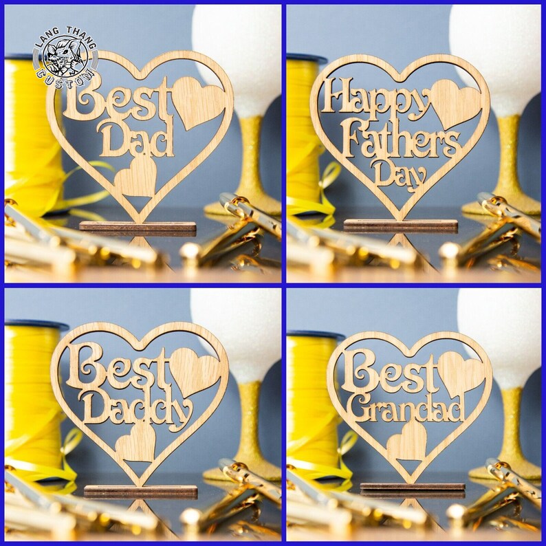 Best Daddy Wood Laser Cut Desk Card Custom Wooden Gift for Etsy