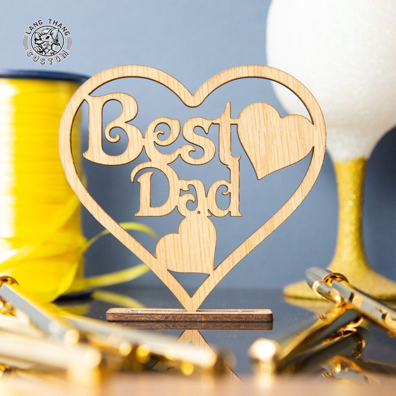 Best Daddy Wood Laser Cut Desk Card Custom Wooden Gift for Etsy