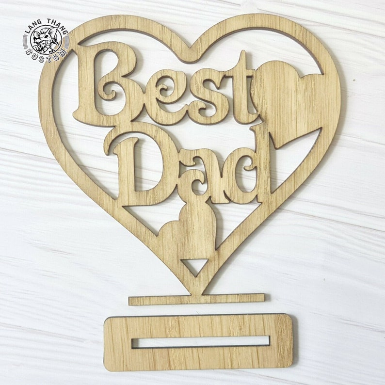 Best Daddy Wood Laser Cut Desk Card Custom Wooden Gift for Etsy