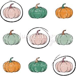 Illustration de citrouilles rétro, conception d&#39;Halloween d&#39;automne, PNG pour sublimation