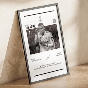 Kylian Mbappe UEFA Poster Includes Photos, Stats and More, Personalized Gift