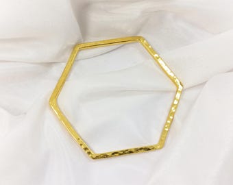 Minimalist Bangle bracelet, Gold plated brass metal bangle, Modern design statement bangle, Handmade hammered texture bangle for women.