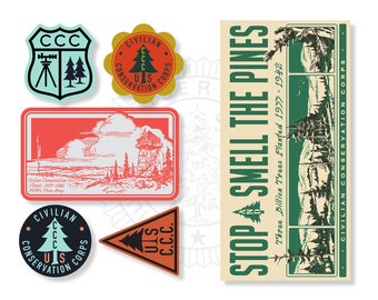 Civilian Conservation Corps Sticker Set + Bumper Sticker CCC