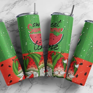 Watermelon Tumbler l 20oz Stainless Steel Tumbler l Skinny Tumbler l Tumbler With Straw l Sublimation Tumbler l Gift For Her l Summer