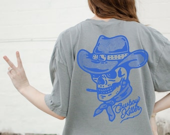 Cowboy killershirt, rodeoshirt, western grafisch T-shirt, oversized grafisch T-shirt, comfort kleuren T-shirt, countryconcert shirt, western t-shirts