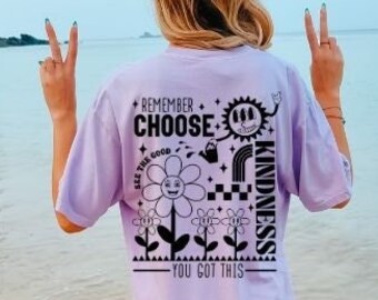 Retro Scegli la gentilezza camicia per le donne, scegli la gentilezza TShirt per lei, t-shirt ispiratrici, t-shirt carina essere gentile per il regalo di compleanno