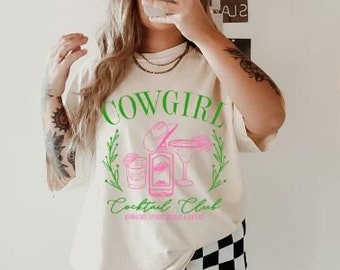 Cowgirl Cocktail Club Comfort Colors Shirt, Western Graphic Tee, Cowgirl T-Shirt, Cowgirl Gift, Cowgirl Bachelorette, Girls Trip T Shirt
