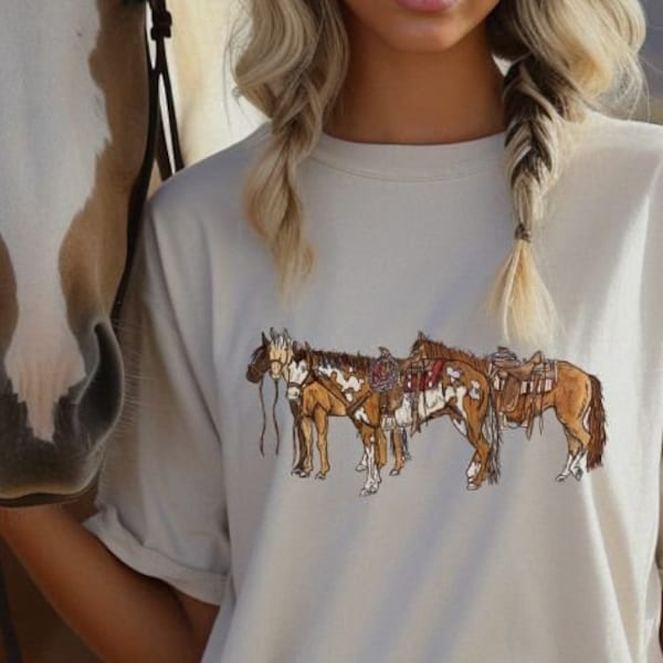 Horsin Around Comfort Colors Shirt, Western Graphic Tee, Cowgirl Tshirt, Horse Girl T Shirt, Ranch Girl Tee, Cowboy Graphic Shirt, Rodeo Tee