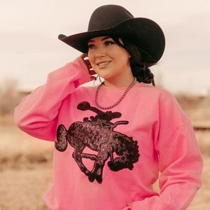 Cowgirl Sweatshirt, Western Sweatshirt, Bucking Horse Sweater, Rodeo Sweatshirt, western apparel, cowboy sweatshirt