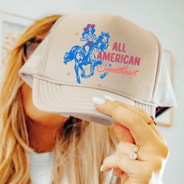 Todo el sombrero de camionero americano, sombrero de camionero occidental, sombrero de camionero vaquera, sombrero de camionero de rodeo, sombrero de camionero americano, sombrero del 4 de julio, vaquero