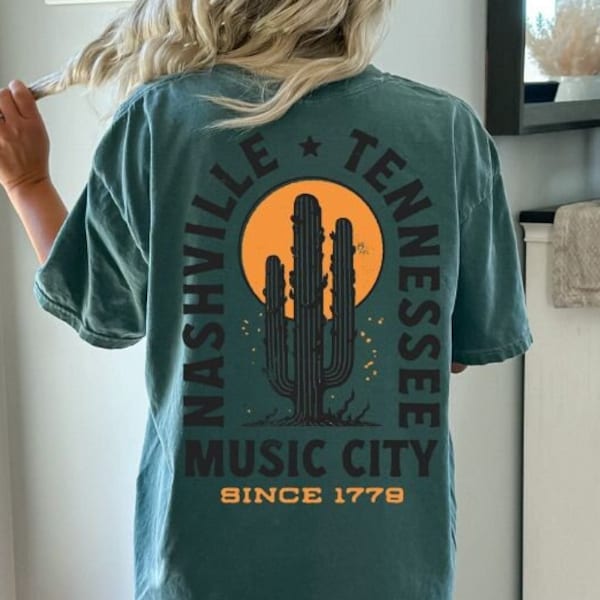 Comfort Colors Nashville Shirt, Cute Nashville Tee, Concert Shirt, Music City Shirt, Western Tennessee TShirt, Vintage Distressed Cactus Tee