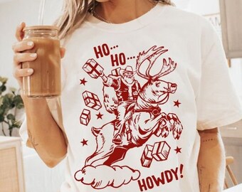 Howdy Santa Shirt, Cowboy Christmas Comfort Colors, Retro Holiday TShirt, Western Christmas T- Shirt Christmas Gift, Cowboy Christmas Outfit