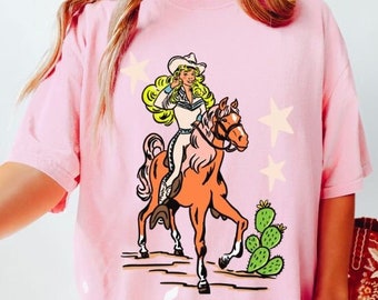 Western Graphic Tee, Retro Rodeo Doll Tshirt, Cowgirl graphic T Shirt, Comfort Colors Shirt, Western Doll, Pink Cowgirl Doll Shirt, Rodeo