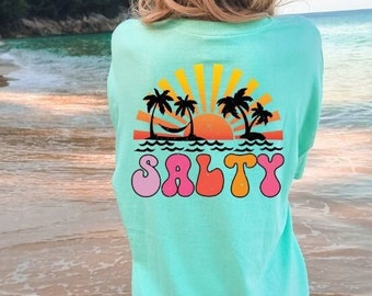 Beach Tshirt, Comfort Colors Shirt, Oversized summer tee, Preppy Clothes, Sunshine State of Mind, Stay Salty Shirt, Trendy Beach Clothes