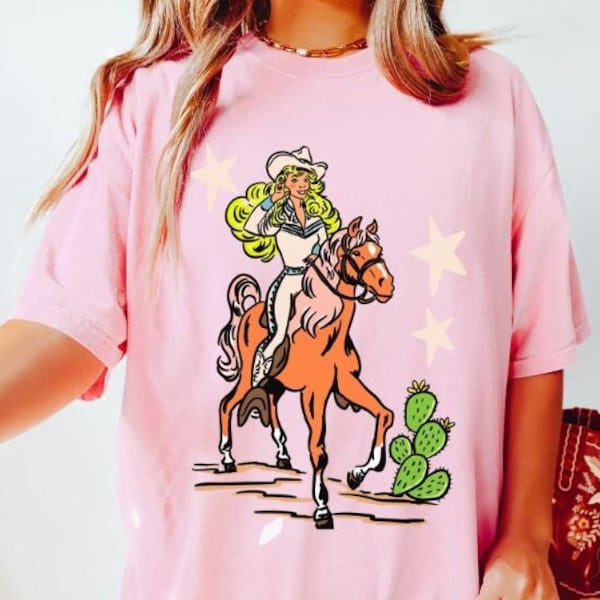 Western Graphic Tee, Retro Rodeo Doll Tshirt, Cowgirl graphic T Shirt, Comfort Colors Shirt, Western Doll, Pink Cowgirl Doll Shirt, Rodeo