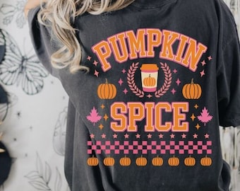Comfort Colors Pumpkin Shirt, Pumpkin Spice Shirt, Retro Fall Coffee Shirt, Retro Pumpkin Shirt, Funny Fall Graphic Tee, Vintage Fall