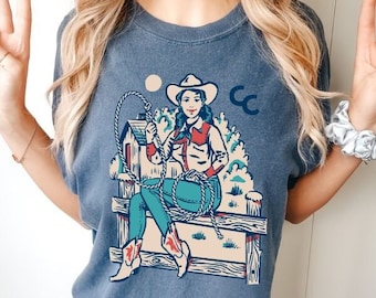 Es lebe Cowgirls T-Shirt, Comfort Colors T-Shirt, Retro Rodeo T-Shirt, Cowboy T-Shirt, Vintage inspiriertes Baumwoll-T-Shirt, Unisex-T-Shirt, Comfort Colors Tee