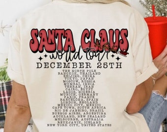 Santa Tour Comfort Colors Shirt, Retro Christmas Tshirt, Holiday Apparel, Holiday T shirt, Retro Santa T-Shirt, Holiday tee, Christmas Tour