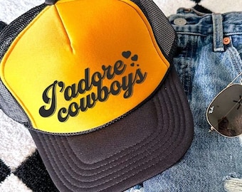 Jadore Cowboy Trucker Hat, Western Trucker Hat, Cowboy Trucker Hat, Cowgirl Trucker Hat, Retro Cowgirl Apparel, Cowgirl Bachelorette Hat