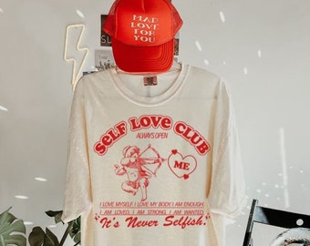 Self Love Comfort Colors Shirt, Oversized Vintage Tshirt, Self Love Tee, Self Love Affirmation T-Shirt, Self Love Club Tee, Cupid Tshirt