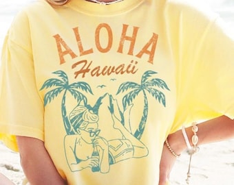 Comfort Colors® Retro Aloha t-shirt, Hawaiian Vacation Tshirt ,Hawaii shirt, Family Trip t-shirt, Aloha Shirt, Beach T Shirt, Summer Tee
