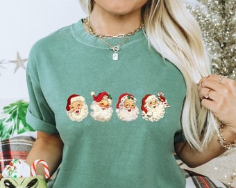 Vintage Santa t-shirt, Retro Christmas Comfort Colors Shirt, Santa t shirt, Holiday Apparel, Santa Tee, Cute Holiday Shirt