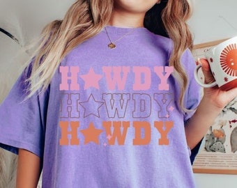 Comfort Colors Howdy Shirt Oversized Cowgirl Graphic T Shirt Women's Trendy Western Country Concert Tee Sorority Western Graphic Tee Retro