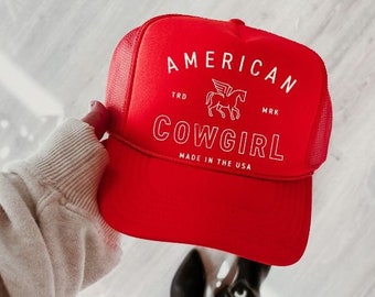 American Cowgirl Trucker Hat, Cowboy Trucker Hat, Western Hat, Cute Trucker Hat, Cowgirl Hat