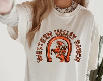 Western Ranch Comfort Colors Shirt, Western Apparel, Retro Cowgirl T-Shirt, Vintage Cowboy Tee, Cowgirl Apparel, Western Graphic T Shirt