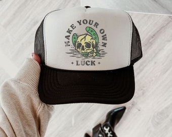 Make Your Own Luck Trucker Hat, Trendy Trucker Hat, Cute Trucker Hat, Western Trucker Hat, Retro Cowgirl, St Patricks Day Hat, Lucky Trucker