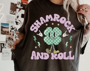 Irish Clover Comfort Colors Shirt, Shamrock and Roll T Shirt,St Patricks Day Tshirt, Saint Patricks Day Tee, Womens Saint Patricks Day Shirt